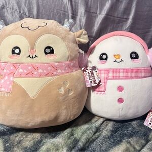 Cute Tan and Pink Stuffed Animal Duo